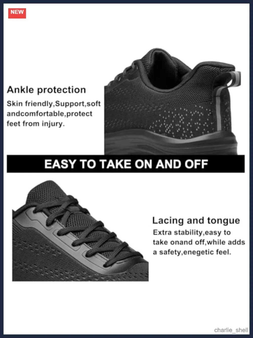 Mens Lightweight Slip On Running Shoes Cushioned Walking Sneakers
